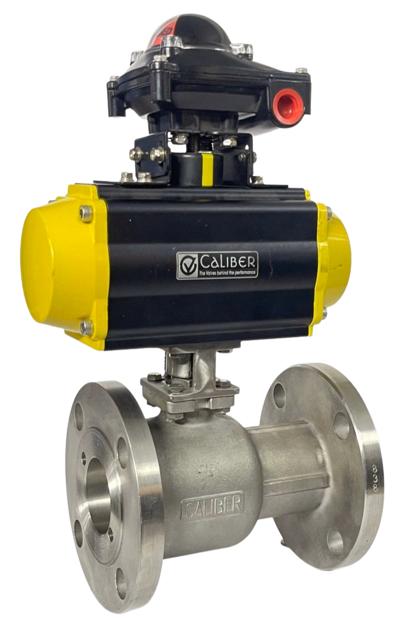 PNEUMATIC ACTUATED BALL VALVE - SE / FL / TC - Variant 1 - Automation Valves by Caliber Valves | WCB / CF8 / CF8M / CF3M, Size: 15 to 200 DN