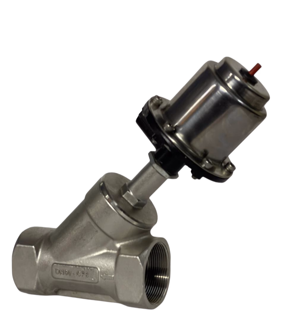 2 Way ANGLE SEAT VALVE (Y Type Control Valve) - SE / TC / FL - Automation Valves by Caliber Valves | CF8 / CF8M / CF3M, Size: 15 to 80 DN